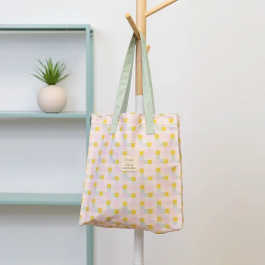 Tote Bag Hello Sunshine - Quadrados Coloridos