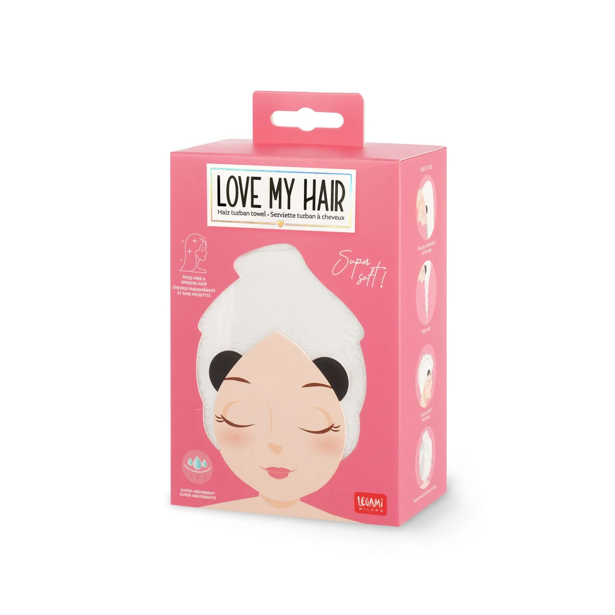 Toalha de cabelo - Love My Hair - Panda