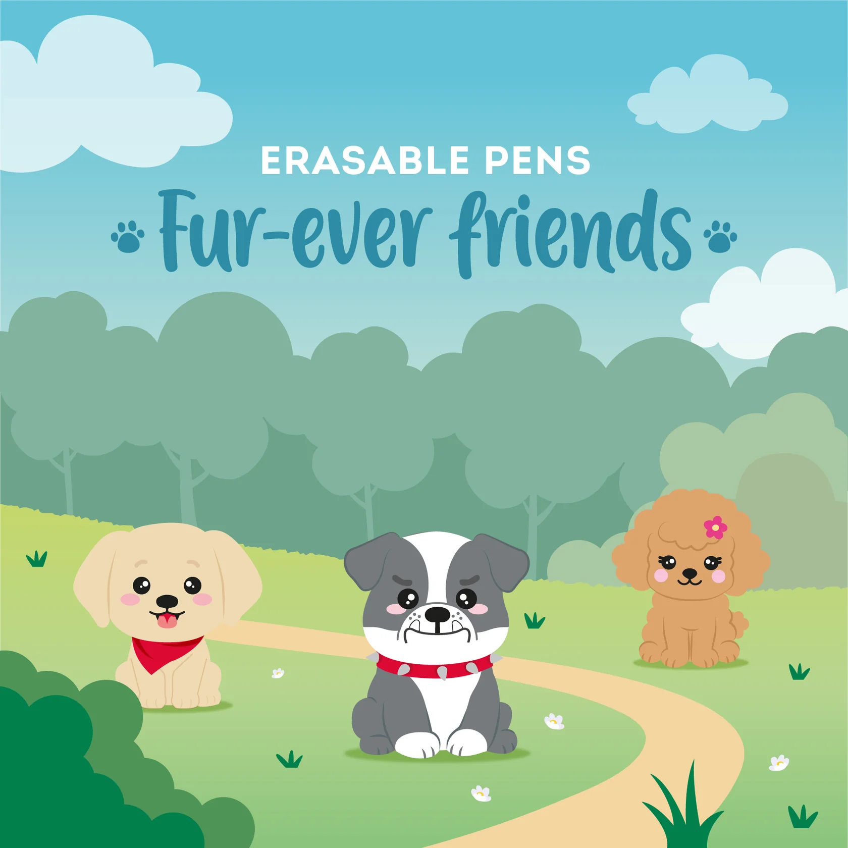 Pack 3 canetas apagáveis - Fur-ever Friends * Edição Limitada