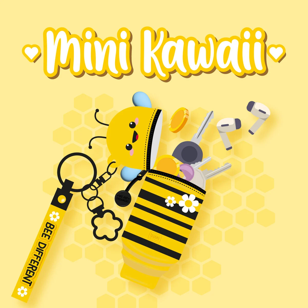Mini Kawaii - Porta-moedas com porta-chaves - Abelha - Image 2