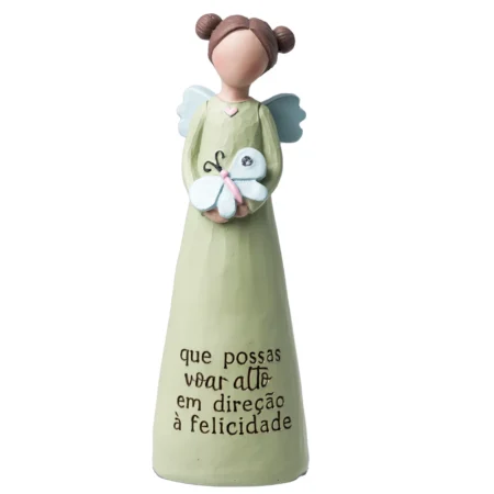 Anjo com mensagem - Que possas voar alto em direção à felicidade