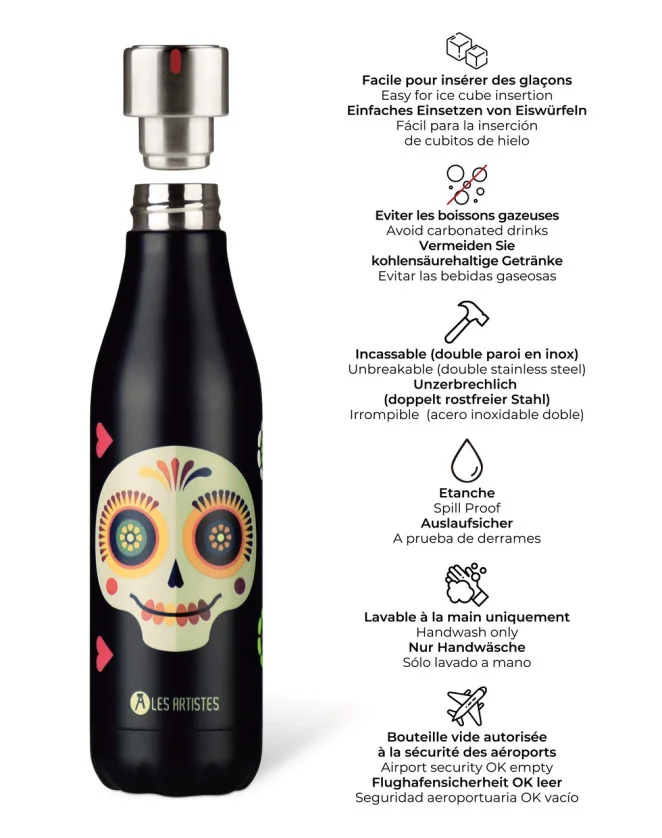 Garrafa térmica 500ml Les Artistes Paris - Caveira Mexicana