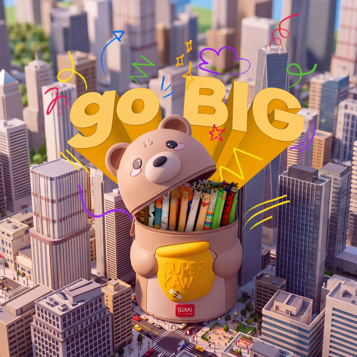 Super Kawaii - Estojo gigante em silicone Legami - Teddy Bear