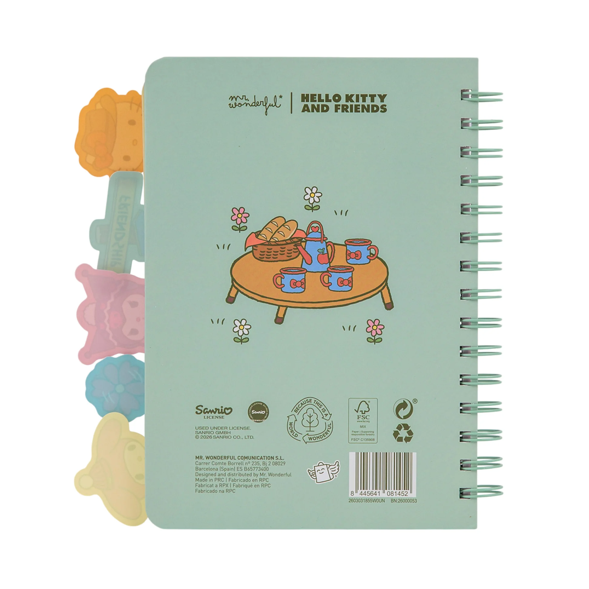 Caderno A5 com separadores Hello Kitty & Friends Mr. Wonderful - Camping