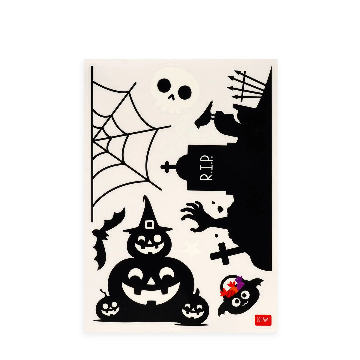 Conjunto 40 Autocolantes Eletrostáticos para Janelas Legami Halloween - Windo-Glow