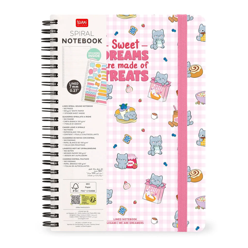 Caderno A4 pautado Legami - Kitty Breakfast